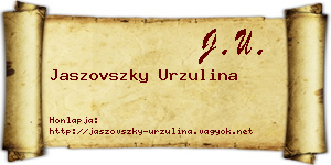 Jaszovszky Urzulina névjegykártya